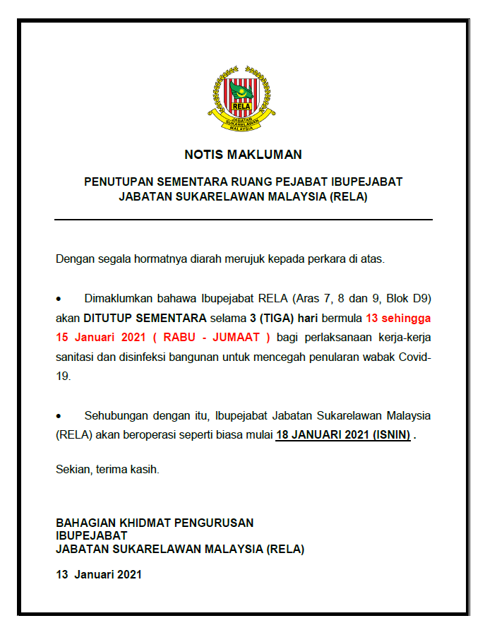 NOTIS MAKLUMAN PENUTUPAN SEMENTARA RUANG PEJABAT IBUPEJABAT JABATAN SUKARELAWAN MALAYSIA (RELA).png